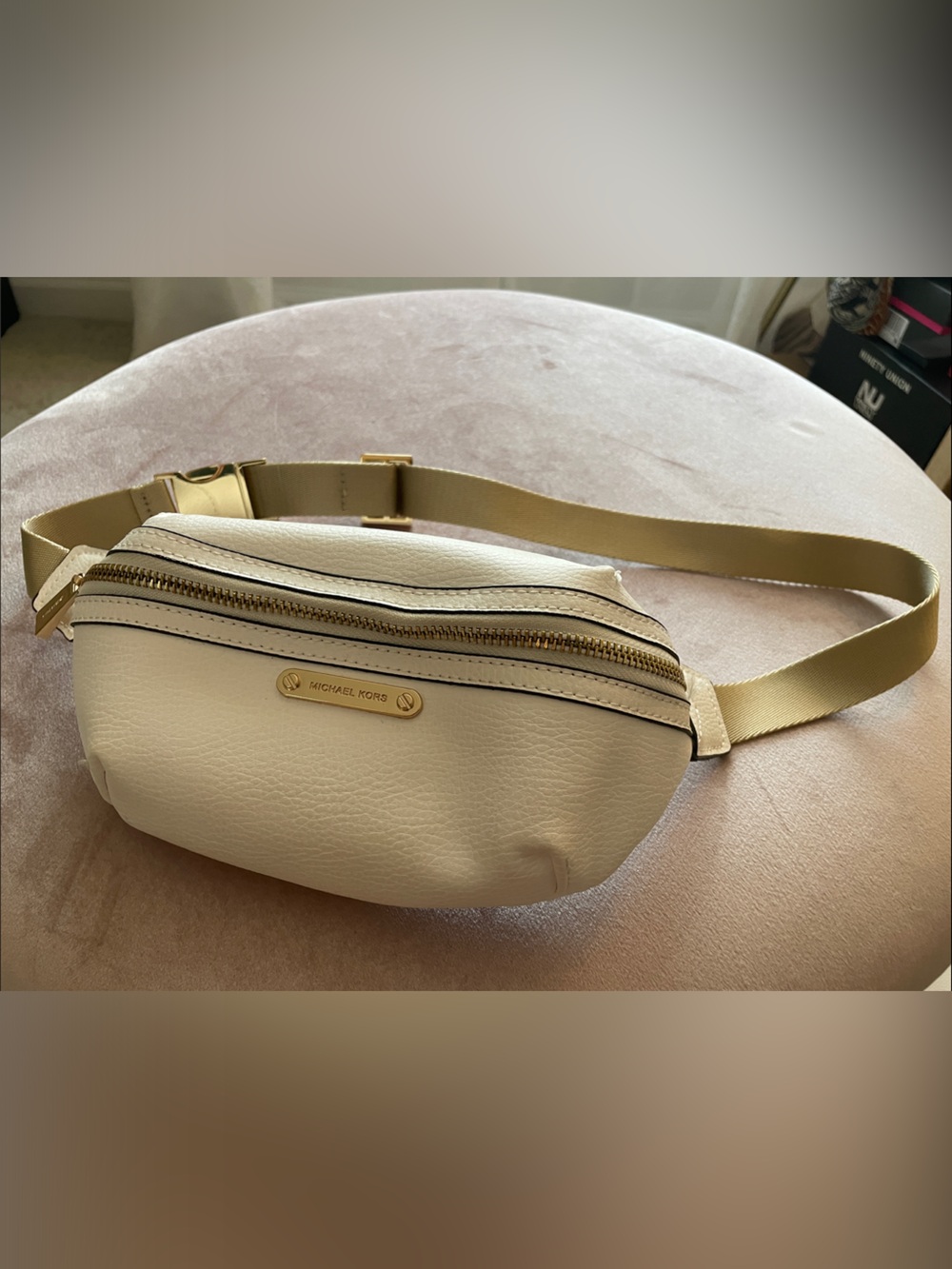 Michael Kors Cream Leather Fanny Pack with Gold Hardware
